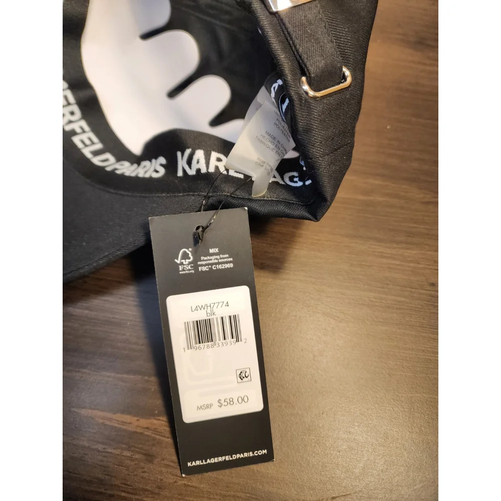 Karl Lagerfeld Rock and Roll Embellished Baseball Hat Cap Beanie - Black - Picture 10 of 16